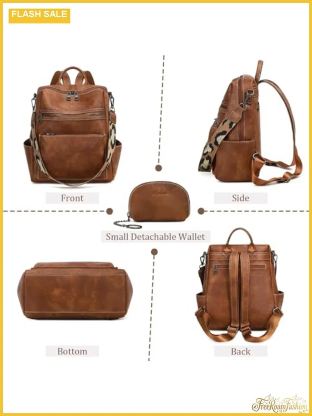 Faux Leather Backpack Purse Women Anti-Theft Work Travel Handbag